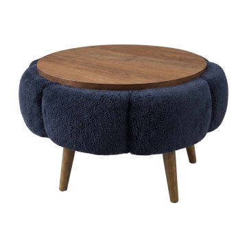 Mesa de centro FELPO Ø 60 cm azul/nogueira