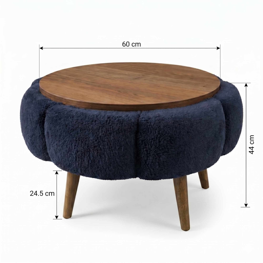 Mesa de centro FELPO Ø 60 cm azul/nogueira