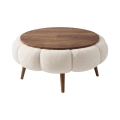 Mesa de centro FELPO Ø 60 cm creme/nogueira