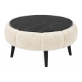 Mesa de centro FELPO Ø 60 cm preto/creme/decor de mármore