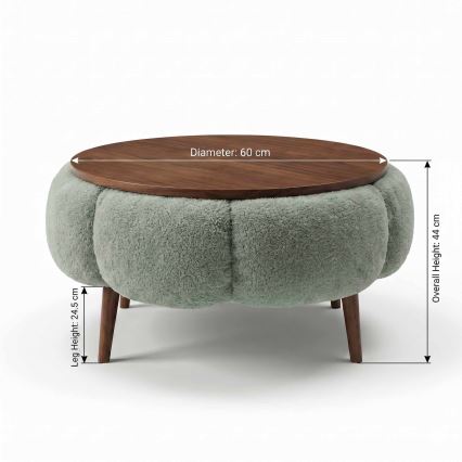 Mesa de centro FELPO Ø 60 cm verde/nogueira