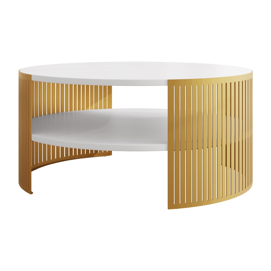Mesa de centro FIKOLI 40x75 cm dourado/branco