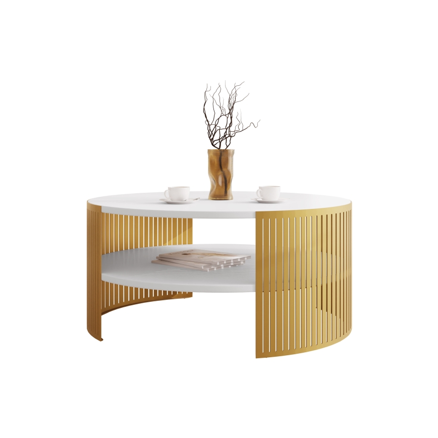 Mesa de centro FIKOLI 40x75 cm dourado/branco