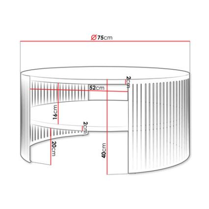 Mesa de centro FIKOLI 40x75 cm preto/branco
