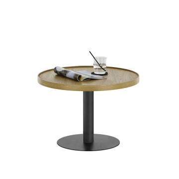 Mesa de centro FOCUS, diâmetro 60 cm, carvalho/preto