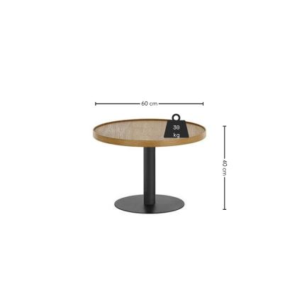 Mesa de centro FOCUS, diâmetro 60 cm, carvalho/preto