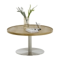 Mesa de centro FOCUS, diâmetro 80 cm, carvalho/inox