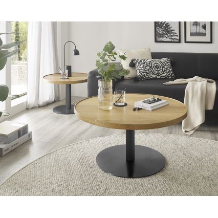 Mesa de centro FOCUS Ø 80 cm, carvalho/preto
