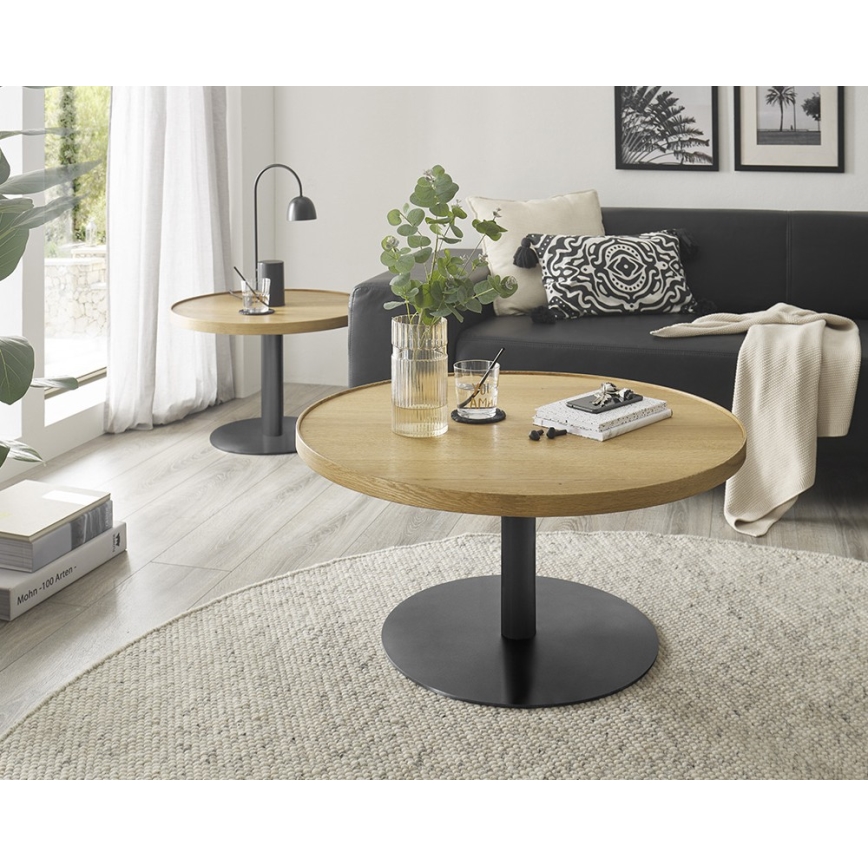 Mesa de centro FOCUS Ø 80 cm, carvalho/preto