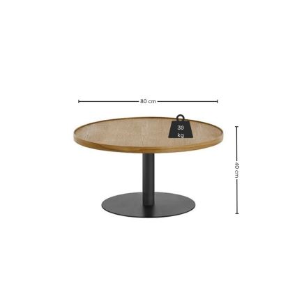 Mesa de centro FOCUS Ø 80 cm, carvalho/preto