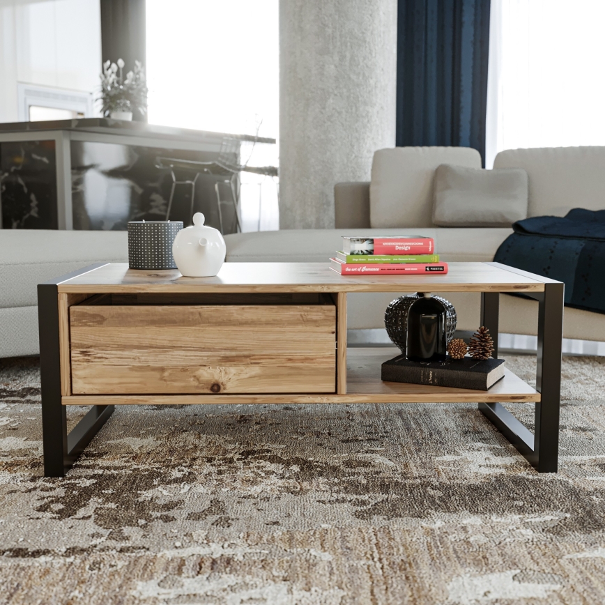 Mesa de centro HALDIZEN 55x105 cm preto/castanho