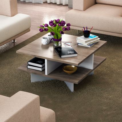 Mesa de centro HAMTON 31,2x60 cm castanho/branco