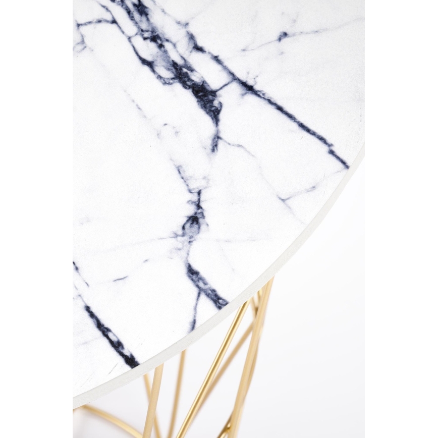 Mesa de centro HARISSA 41x42 cm dourado/branco decoração em mármore