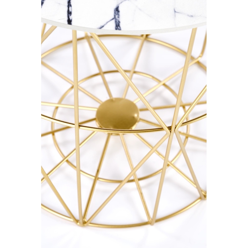 Mesa de centro HARISSA 41x42 cm dourado/branco decoração em mármore
