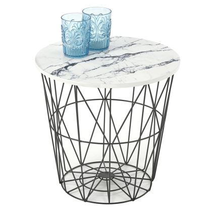 Mesa de centro HARISSA 41x42 cm preto/branco decoração em mármore
