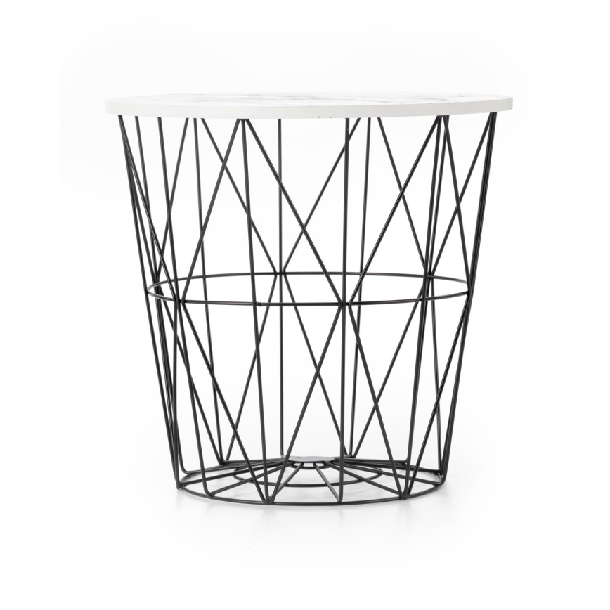 Mesa de centro HARISSA 41x42 cm preto/branco decoração em mármore