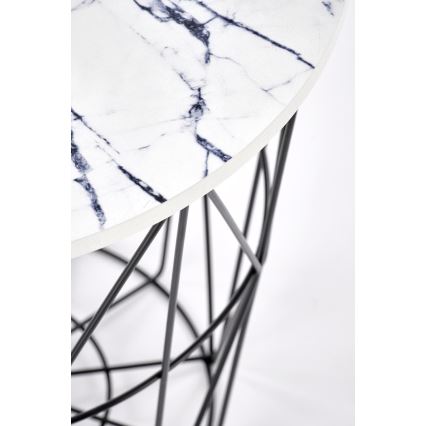Mesa de centro HARISSA 41x42 cm preto/branco decoração em mármore