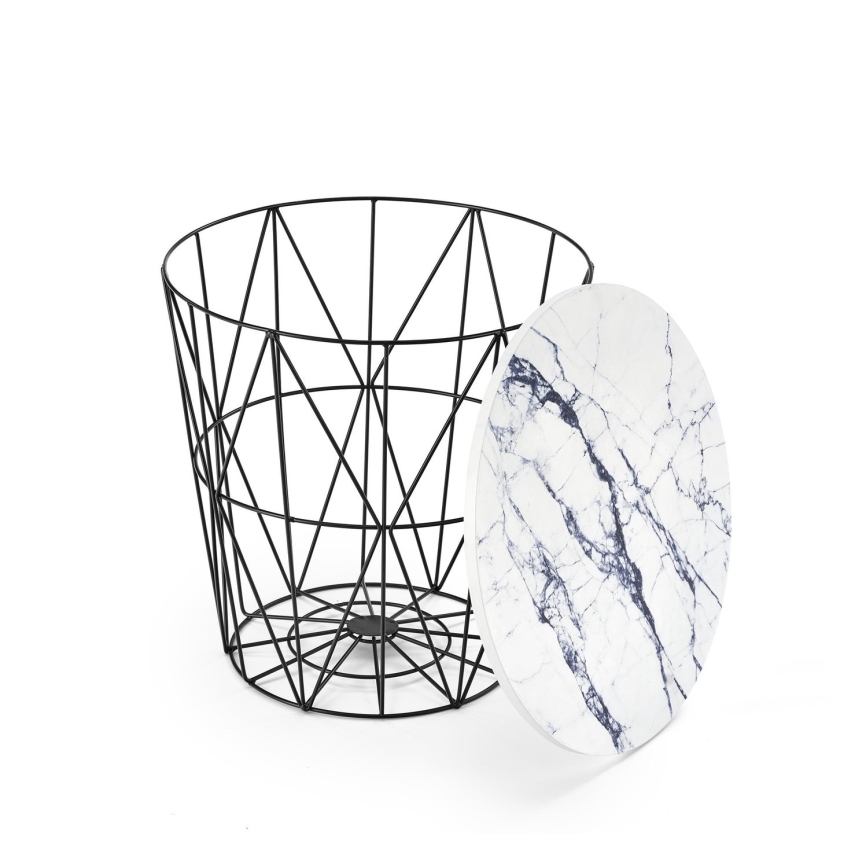 Mesa de centro HARISSA 41x42 cm preto/branco decoração em mármore
