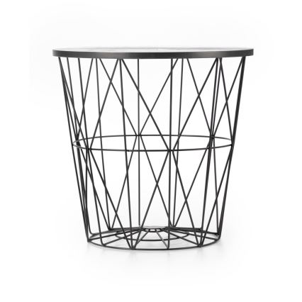 Mesa de centro HARISSA 41x42 cm preto/preto com decoração de mármore