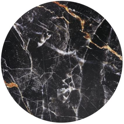 Mesa de centro HARISSA 41x42 cm preto/preto com decoração de mármore