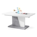 Mesa de centro/jantar extensível com tampo elevatório NINO branco/cinza betão