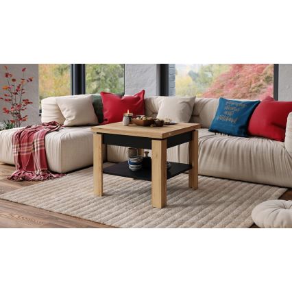 Mesa de centro/mesa de jantar extensível com prateleira de arrumação LIA carvalho craft/preto