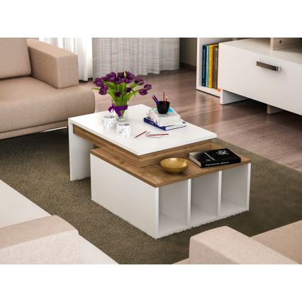 Mesa de centro KOLARADO 37,4x90 cm branco/castanho