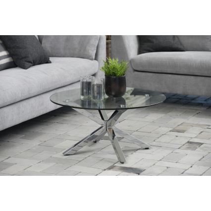 Mesa de centro LUCA 82 cm transparente/prateada