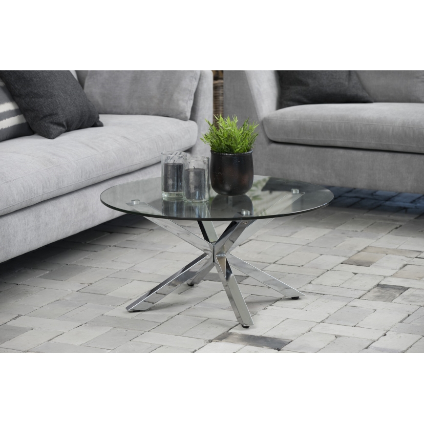 Mesa de centro LUCA 82 cm transparente/prateada