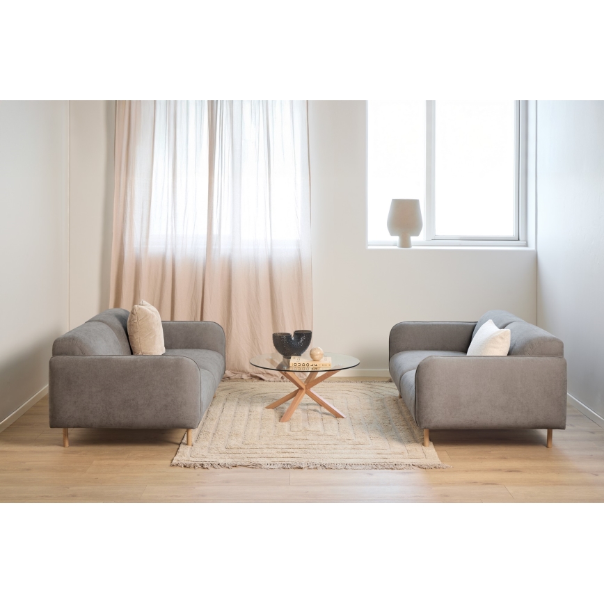 Mesa de centro LUCA 82 cm, vidro transparente / carvalho