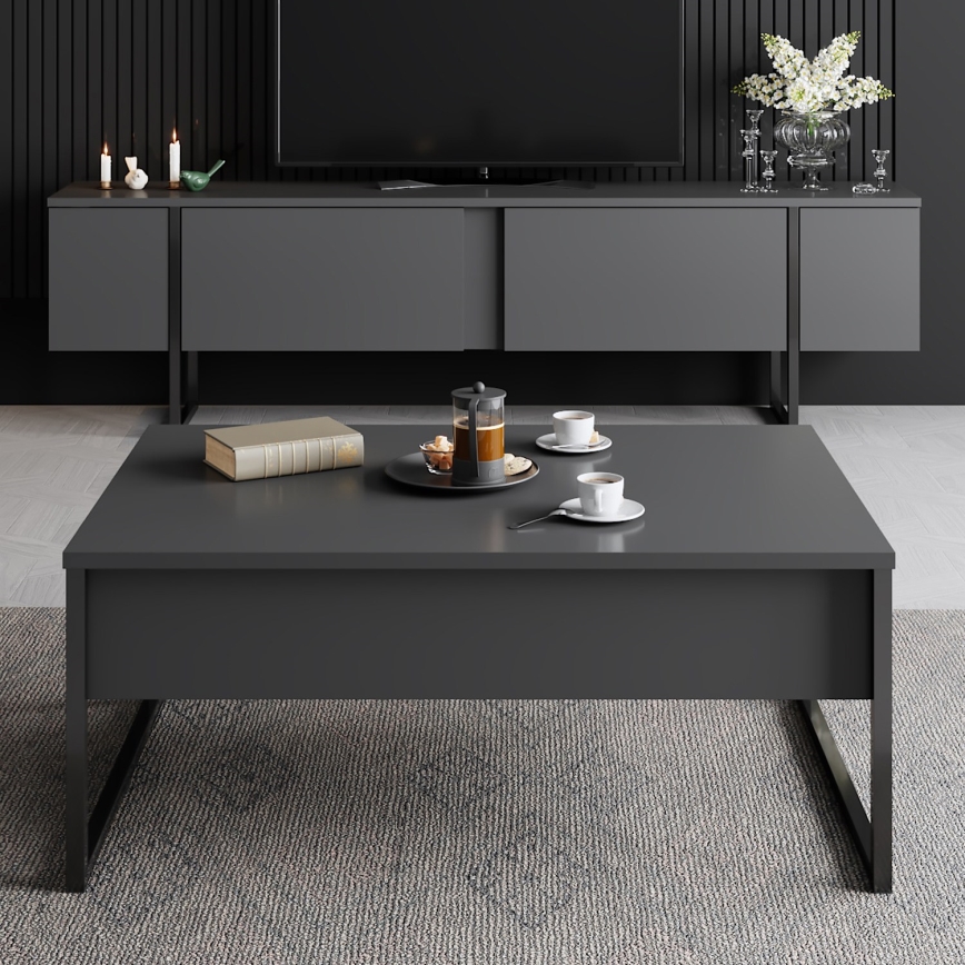 Mesa de centro LUXE 40x90 cm antracite/preto