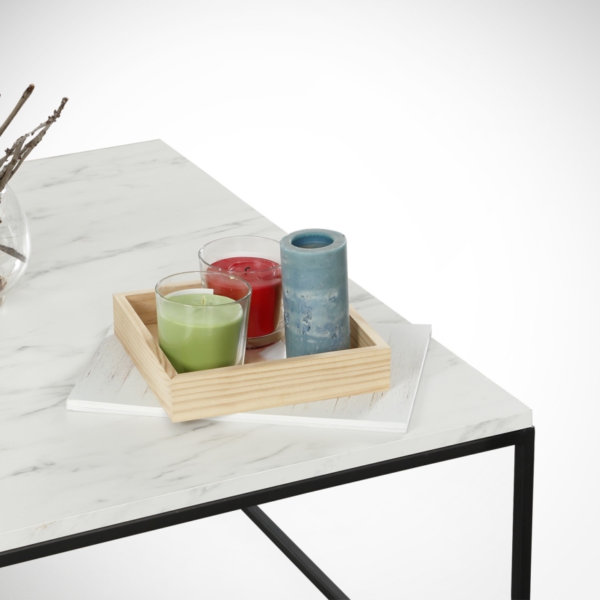 Mesa de centro MARMO 43x75 cm preto/branco
