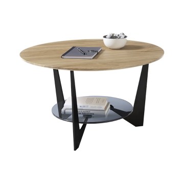 Mesa de centro MARMO Ø 70 cm carvalho/preto