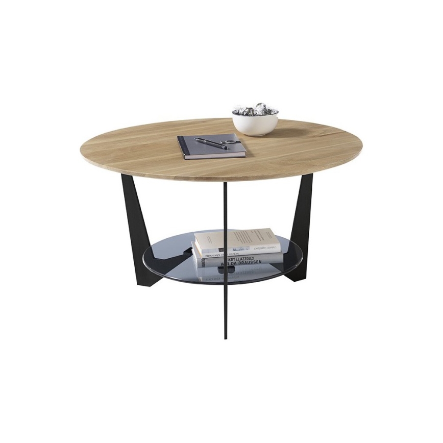 Mesa de centro MARMO Ø 70 cm carvalho/preto