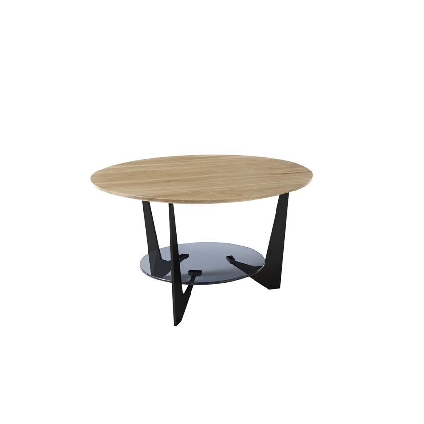 Mesa de centro MARMO Ø 70 cm carvalho/preto