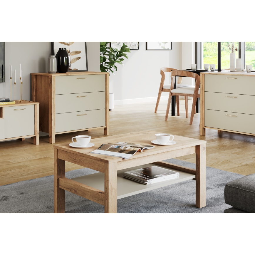 Mesa de centro MENTA 90x45 cm carvalho wotan/cinzento