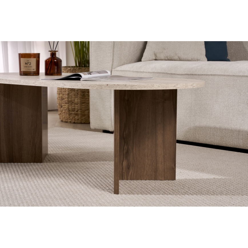 Mesa de centro NEL 119x60 cm bege/nogueira