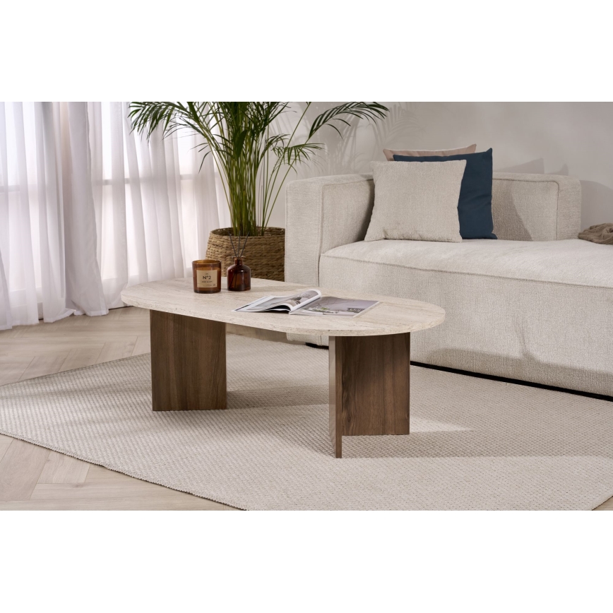 Mesa de centro NEL 119x60 cm bege/nogueira