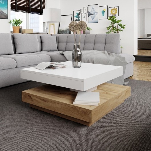 Mesa de centro NENANI 34x70 cm branco/carvalho wotan