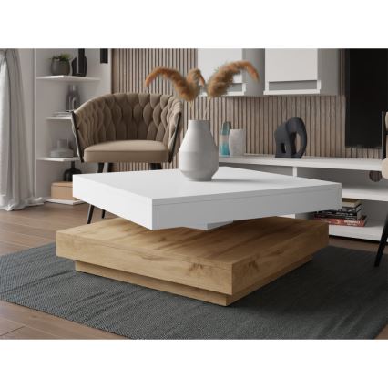 Mesa de centro NENANI 34x70 cm branco/carvalho wotan