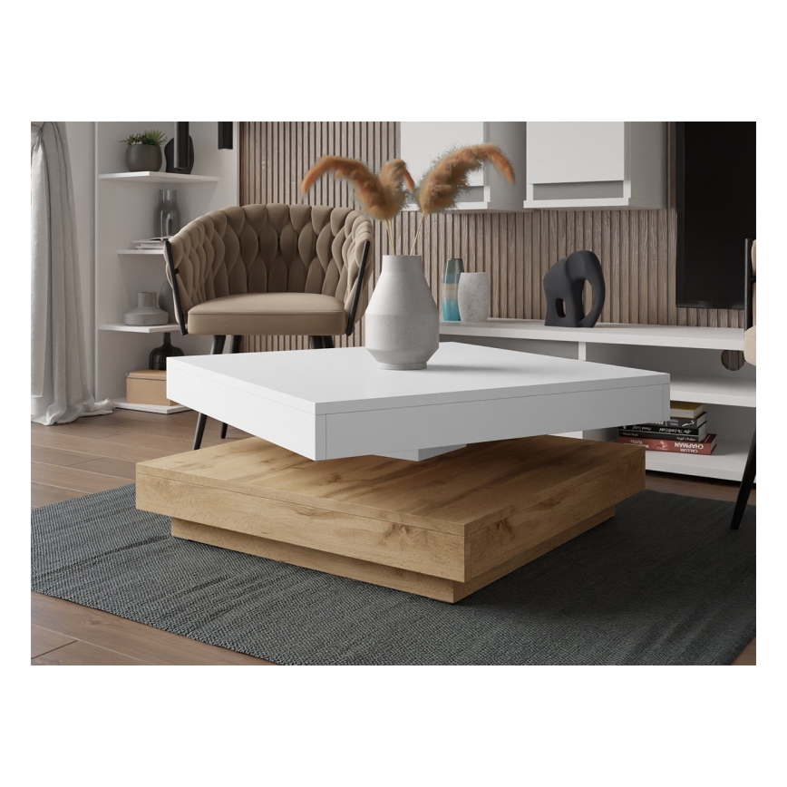 Mesa de centro NENANI 34x70 cm branco/carvalho wotan