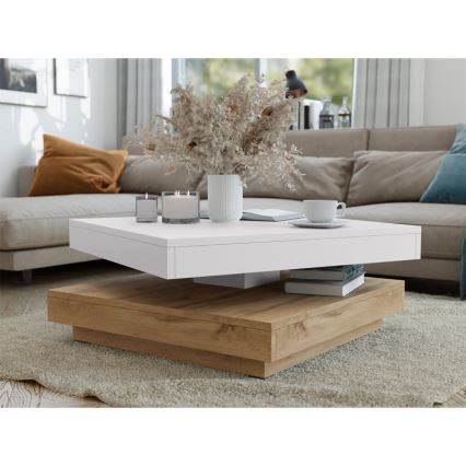 Mesa de centro NENANI 34x70 cm branco/carvalho wotan