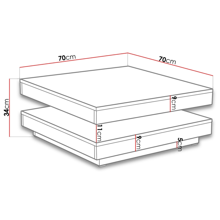 Mesa de centro NENANI 34x70 cm branco/carvalho wotan