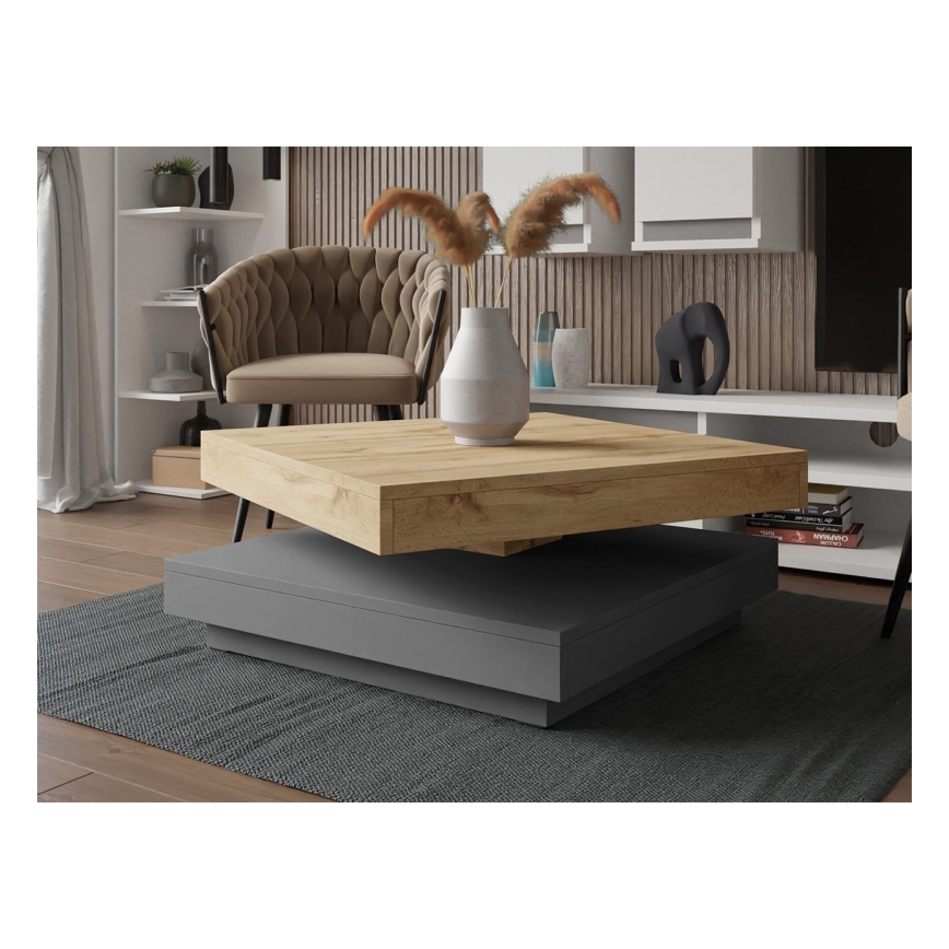 Mesa de centro NENANI 34x70 cm cinzento/carvalho wotan