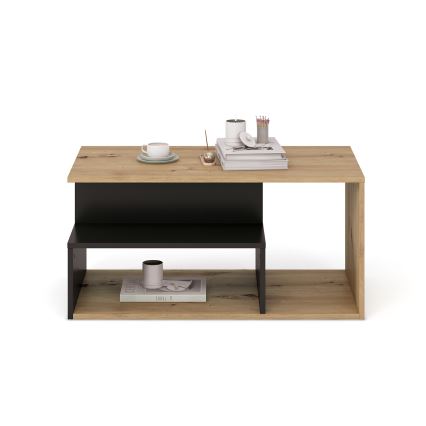 Mesa de centro NOTE 90x51 cm preta/carvalho artisan