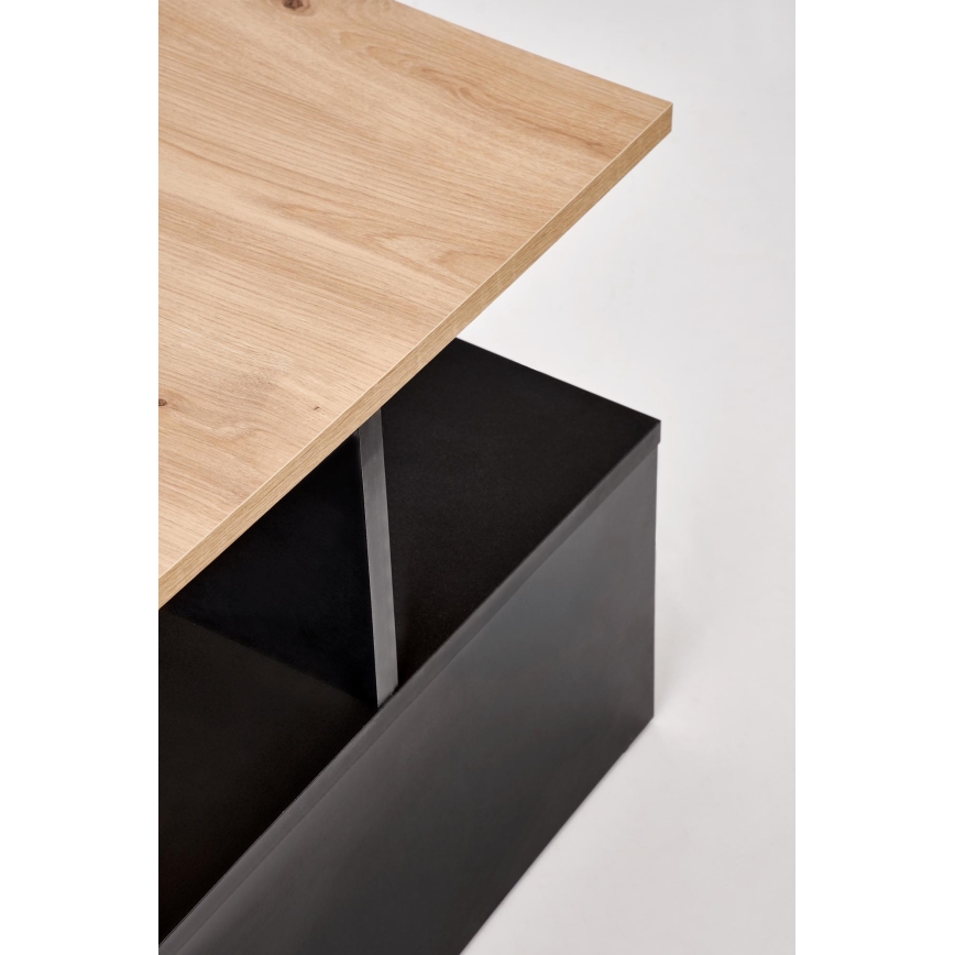 Mesa de centro NOTE 90x51 cm preta/carvalho artisan
