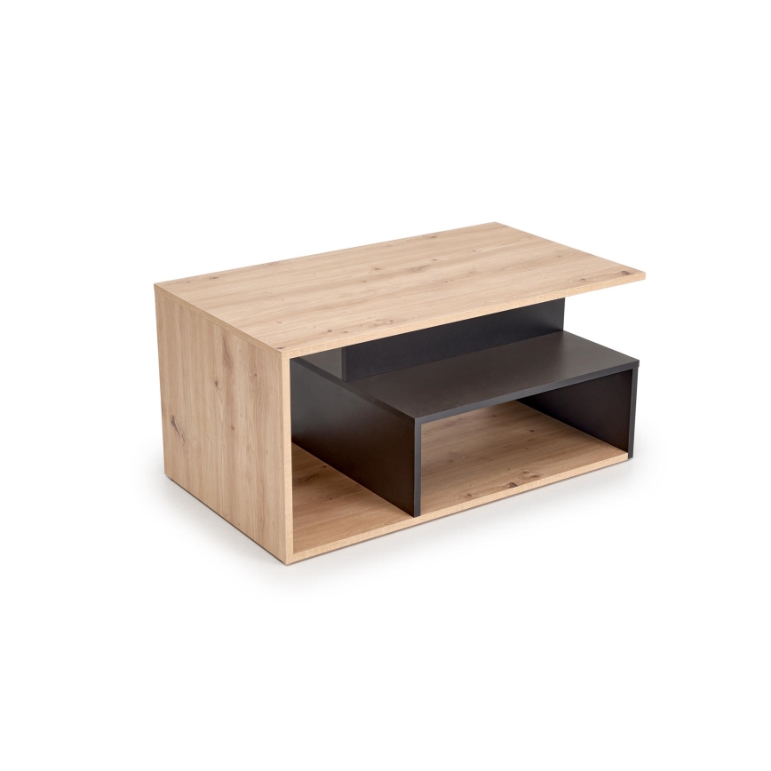 Mesa de centro NOTE 90x51 cm preta/carvalho artisan