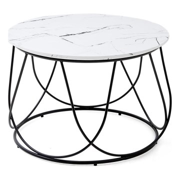 Mesa de centro NUBIRA 41x60 cm preto/decoração em mármore