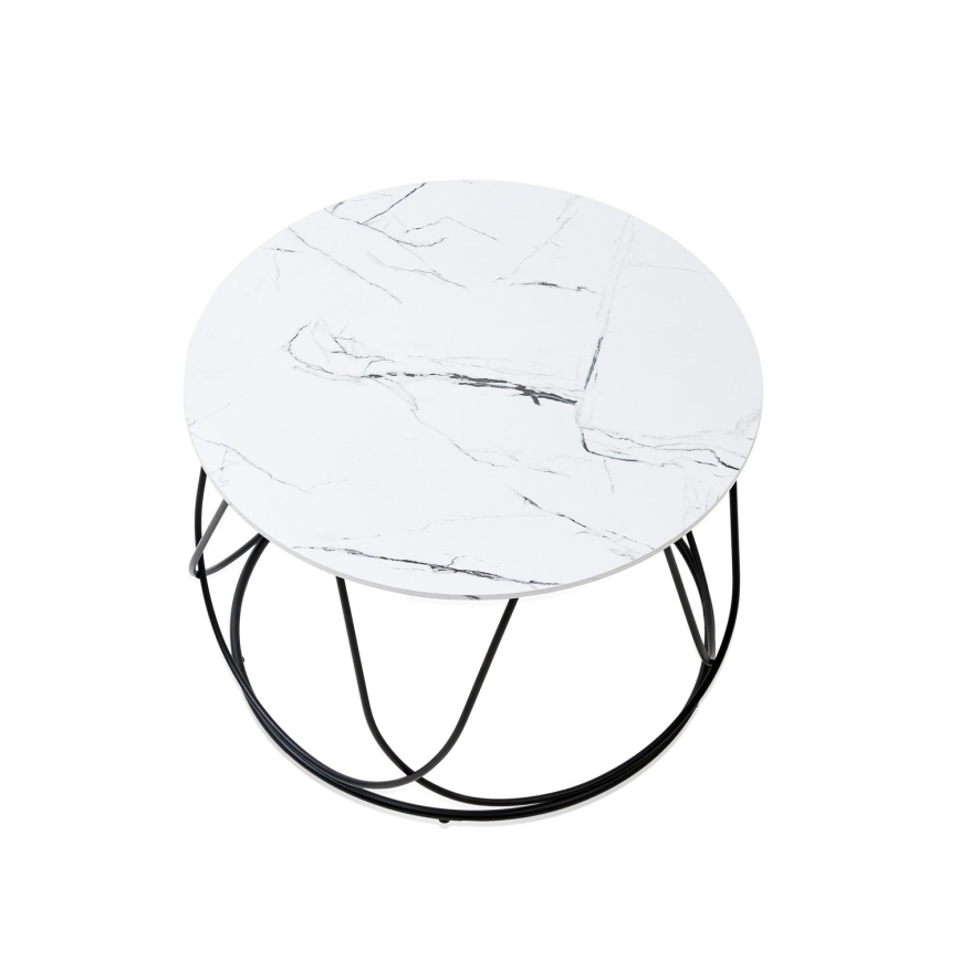 Mesa de centro NUBIRA 41x60 cm preto/decoração em mármore