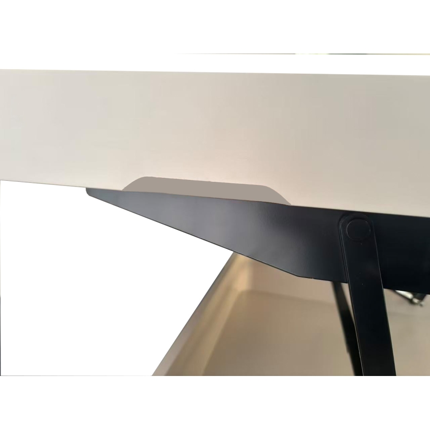 Mesa de centro OASIS 75x75 cm com tampo elevatório e prateleira, creme/preto